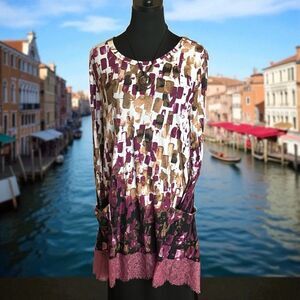 LOGO by Lori Goldstein Tunic with Pockets and Lace Trim Size XL